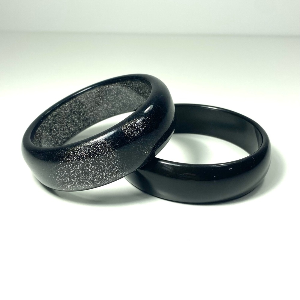 2 Acrylic Bangle Bracelets - Translucent Black + … - image 2